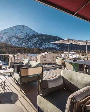 Sunstar Swiss Hotel Collection Pontresina Aussenansicht Winter Terrasse 5